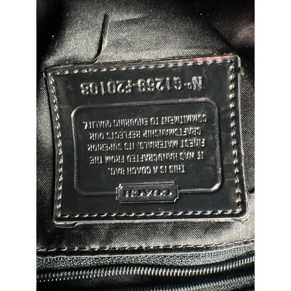 Coach Daisy Patent Leather Gloss Shoulder Bag Black Gold Zip Pendant - Picture 10 of 15